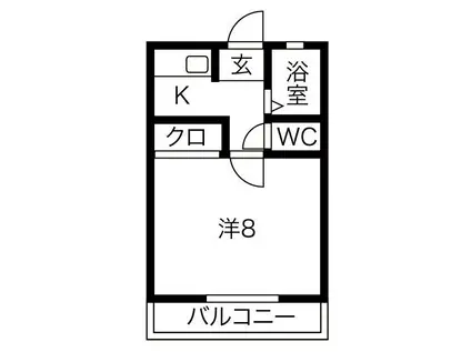 ドエルKMII(1K/1階)の間取り写真