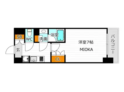 ザ・パークハビオ阿倍野昭和町(1K/3階)の間取り写真