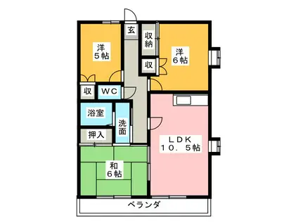 メガーチ日乃出(3LDK/4階)の間取り写真