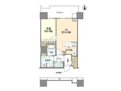 HARUMI FLAG SUN VILLAGE T棟(1LDK/19階)の間取り写真