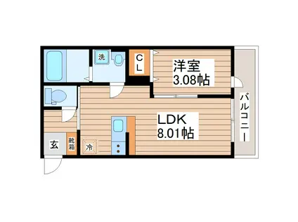フォリアビレッジ長町南 A(1LDK/2階)の間取り写真