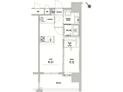 エンクレストベイ天神東II(1LDK/8階)の間取り写真