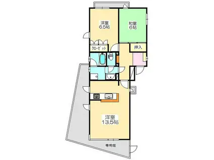 ラフォーレ石清尾(2LDK/1階)の間取り写真
