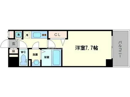 ラグゼ海老江II(1K/10階)の間取り写真