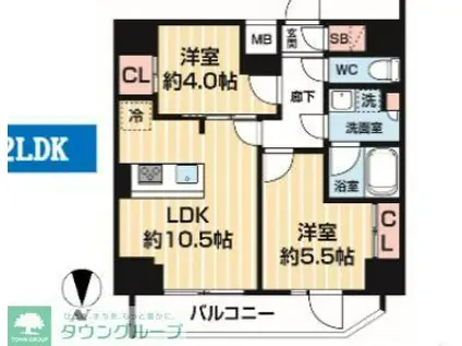 ARCOBALENO MINAMISENJU(2LDK/13階)の間取り写真