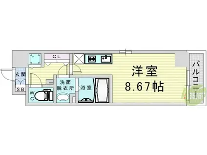 JMFレジデンス大阪福島(ワンルーム/11階)の間取り写真