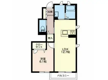 カナデンシス山室(1LDK/1階)の間取り写真
