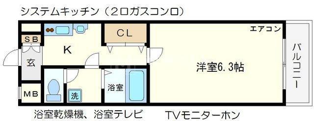 MARION(1K/4階)の間取り写真