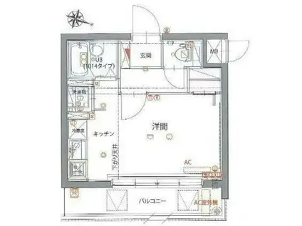 ジェノヴィア仲池上グリーンウォール(ワンルーム/2階)の間取り写真