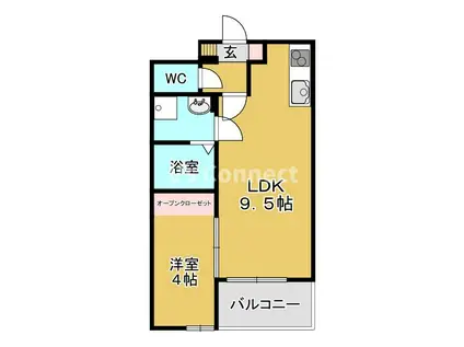 ラフィーノ八乙女(1LDK/3階)の間取り写真