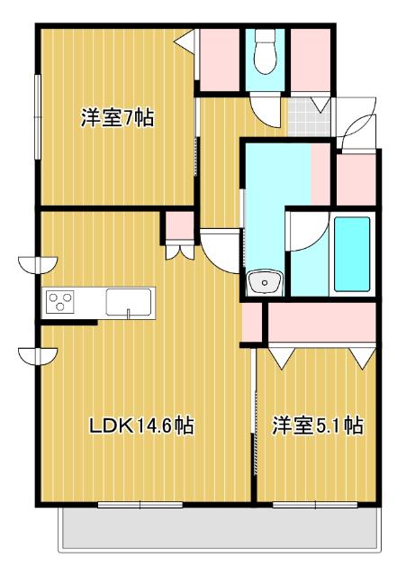 ジュノール千歳真々地(2LDK/3階)の間取り写真