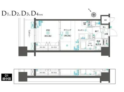 ZOOMヨコハマSQUARE(1DK/2階)の間取り写真