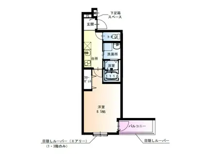 フジパレス今津中イースト(1K/1階)の間取り写真