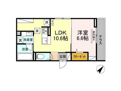 リエージュ(1LDK/1階)の間取り写真