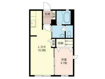 アネックス B棟(1LDK/2階)の間取り写真