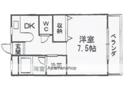 ＪＲ和歌山線 名手駅 徒歩18分 3階建 築27年(1K/2階)の間取り写真