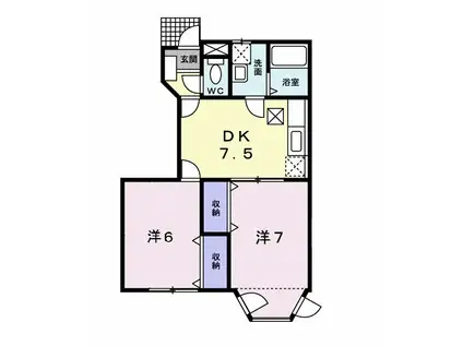 ニューコーポ小松A(2DK/1階)の間取り写真