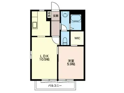 コモドK(1LDK/2階)の間取り写真