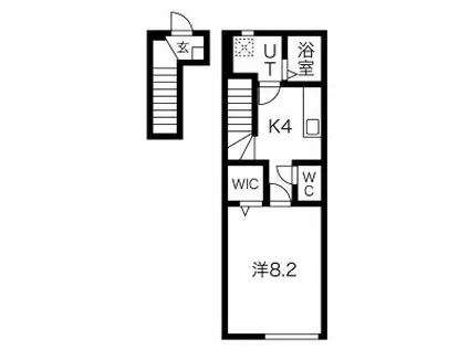 RESI大沢川原I(1K/2階)の間取り写真