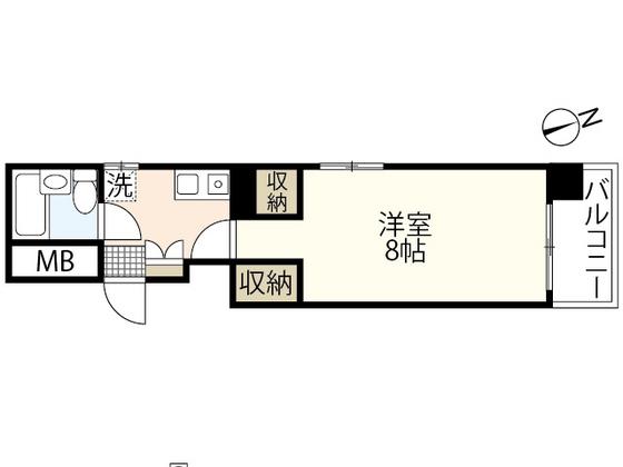 川本ビル(1K/2階)の間取り写真