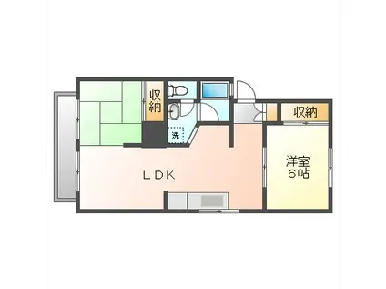 プレジール原田(2LDK/2階)の間取り写真