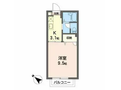 フレグランスミヤビA(1K/2階)の間取り写真