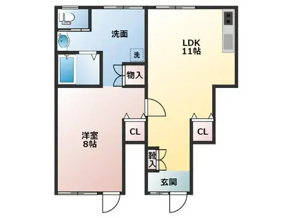 ゴールドフォレスト(1LDK/1階)の間取り写真