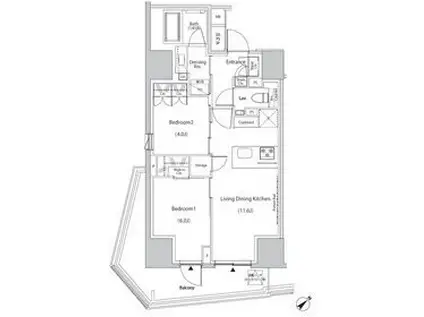 ザ・パークハビオ市ヶ谷イースト(2LDK/10階)の間取り写真