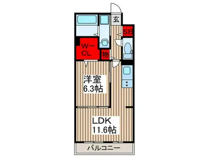 メゾン・シュシュII(1LDK/2階)の間取り写真