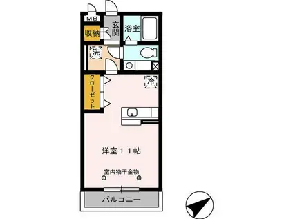 セーリング V A(ワンルーム/2階)の間取り写真