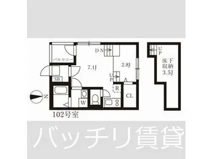 ハーモニーテラス山田西町(1DK/1階)の間取り写真