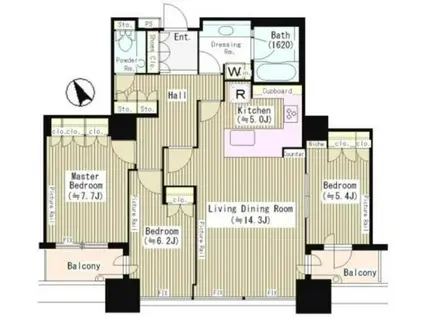 東京ツインパークス RW(3LDK/31階)の間取り写真
