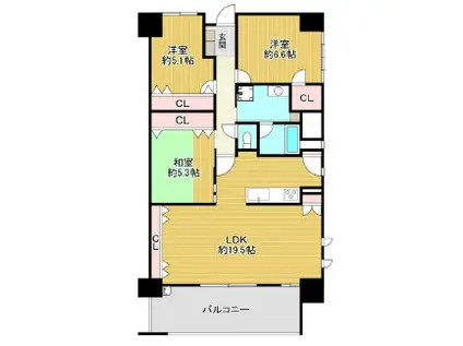 アスティミア四天王寺東クレステージ(3LDK/6階)の間取り写真