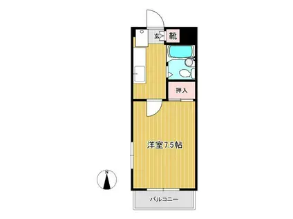 アサヒミュージックハイム(1K/1階)の間取り写真