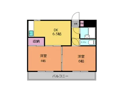 一由ハイツ新大宮(2DK/2階)の間取り写真