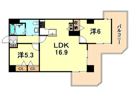 プリオーレ須磨(2LDK/1階)の間取り写真