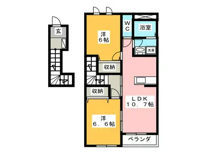 エルシオン(2LDK/2階)の間取り写真