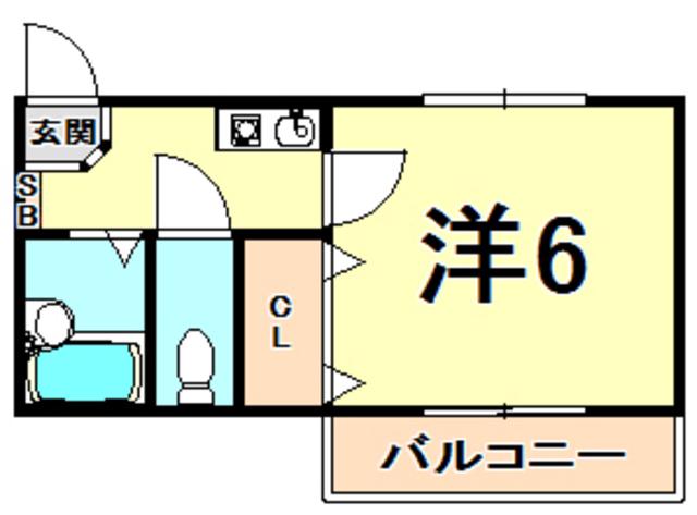 シャルマンフジ西宮参番館(1K/1階)の間取り写真