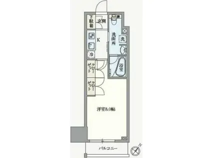 アジールコート汐浜キャナル(1K/9階)の間取り写真