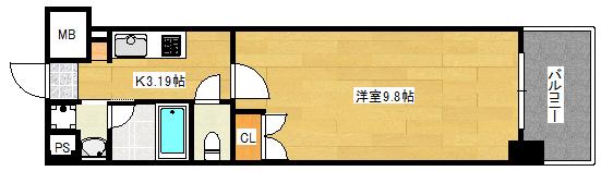 LION平和大通(1K/8階)の間取り写真
