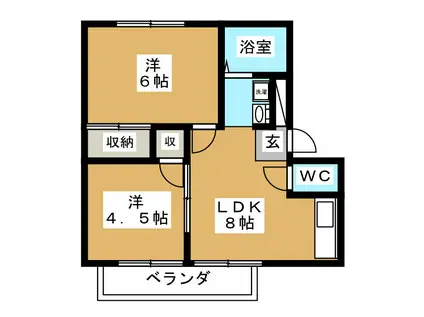 フォンティーン金井A棟(2DK/2階)の間取り写真