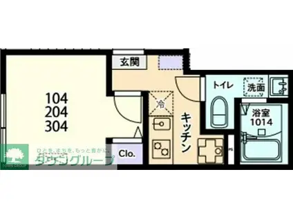 パークテラス大和(1K/2階)の間取り写真