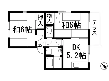 エクセルコート安倉(2DK/1階)の間取り写真