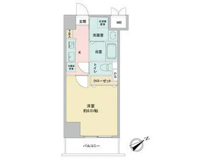 アプリーレ千代田(1K/4階)の間取り写真