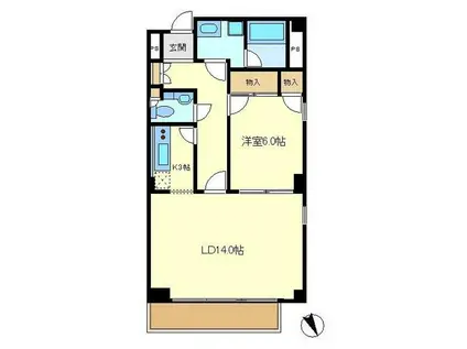 原宿パークハウス(1LDK/1階)の間取り写真