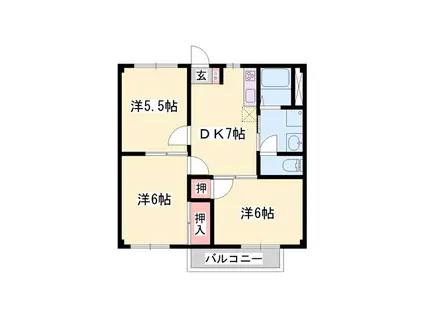 メゾン・ハイ(3DK/2階)の間取り写真