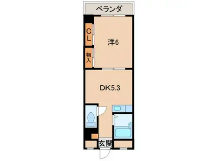 ロジュマン・ロータリー(1DK/4階)の間取り写真