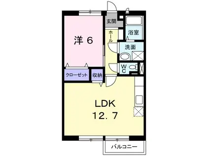 メゾン・ロイヤルB(1LDK/2階)の間取り写真