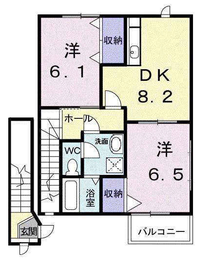 ララ・メゾンA(2DK/2階)の間取り写真