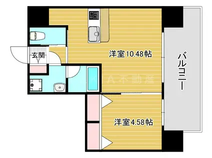 プレジオ難波ウエスト(1LDK/2階)の間取り写真
